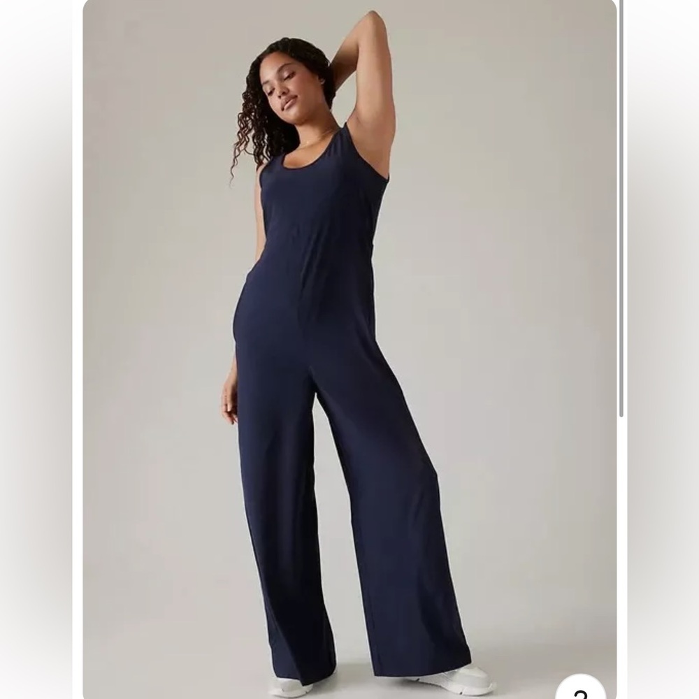 Athleta passenger sequoia brown wide leg jumpsuit S